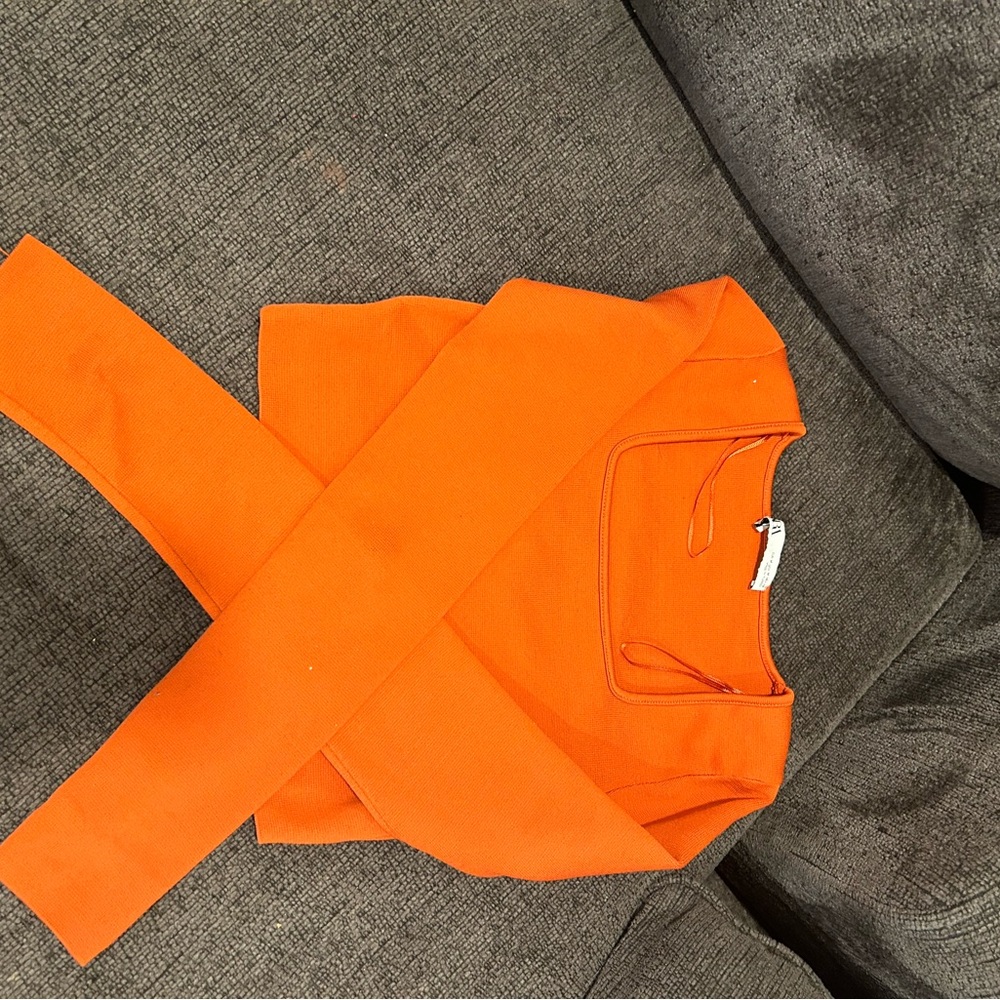 Orange thick Zara long sleeve.